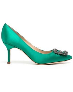 Manolo Blahnik Hangisi 70Mm Embellished Pumps - Green
