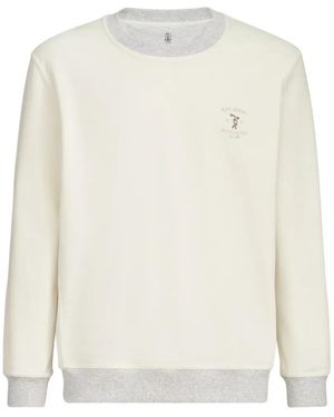 Brunello Cucinelli Cotton French Terry Sweatshirt With Embroidery - White
