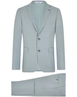 Tagliatore Costume En Laine À Veste À Simple Boutonnage - Bleu