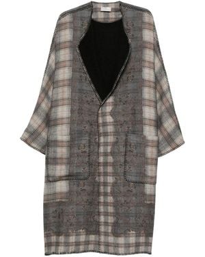 Pierre Louis Mascia Checked Coat - Grey