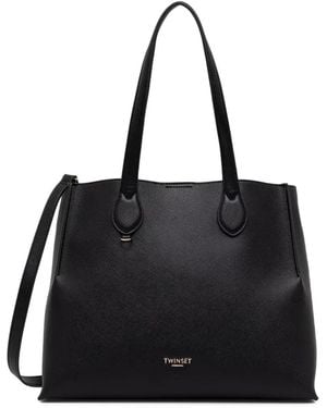 Twinset Borsa Tote Con Applicazione Logo - Nero