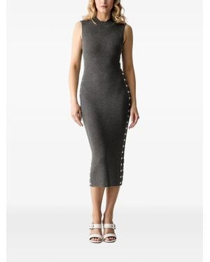 KARL LAGERFELD Ribbed-Knit Stud-Embellished Dress - Black