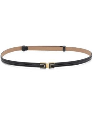 Elisabetta Franchi Logo-Plaque Leather Belt - White