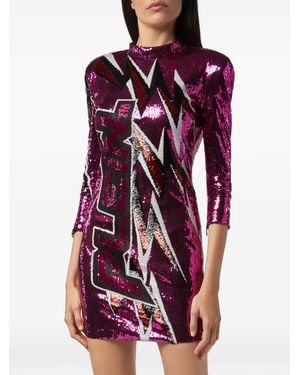 Philipp Plein Robe Ornée De Sequins À Dos Ouvert - Red