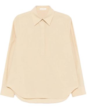The Row Margan Long-Sleeve Curved Hem Shirt - Natural