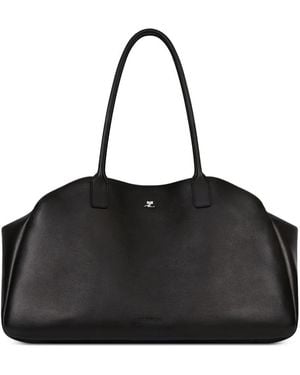 Courreges Maxi Strip Leather Bag - Black