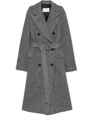 Manuel Ritz Chevron-Pattern Double-Breasted Coat - Grey