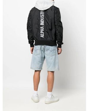 Alpha Industries Logo Print Bomber Jacket - Black