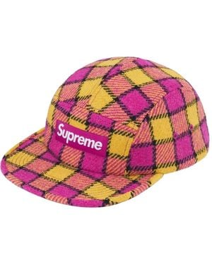 Supreme チェック キャップ - ピンク