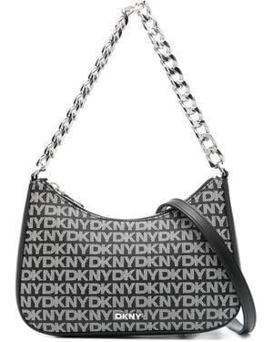 DKNY Small Jenna Logo-Plaque Chain Cross Body Bag - Gray