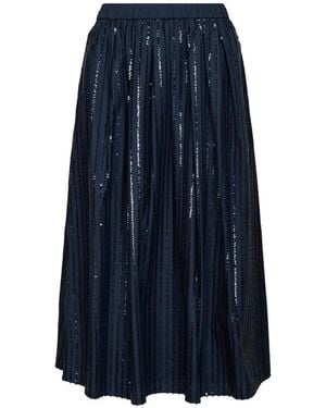 Weekend by Maxmara Sequin-Embellished Pleated Midi Skirt - Blue