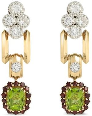 Dolce & Gabbana Eleganza Ohrringe Aus 18Kt Weiß- Und Gelbgold Mit Peridoten, Granaten Und Saphiren