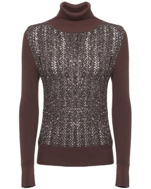 D.exterior Sequin-Embellished Roll-Neck Jumper - Brown