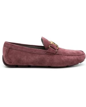 Ferragamo モノグラム スエード ローファー - パープル