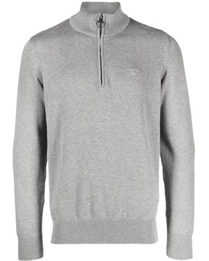 Barbour Embroidered-Logo High-Neck Jumper - Grey