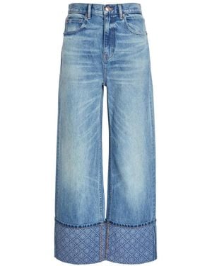 Tory Burch Vaqueros Con Monograma Estampado - Azul