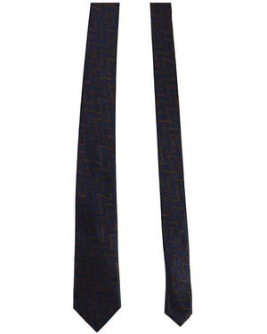 Missoni Seidenkrawatte Mit Zickzackmuster - Blau