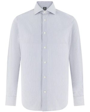 BOGGI Windsor-Collar Striped Shirt - White