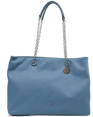 agnès b. Chain-Link Logo-Plaque Tote Bag - Blue