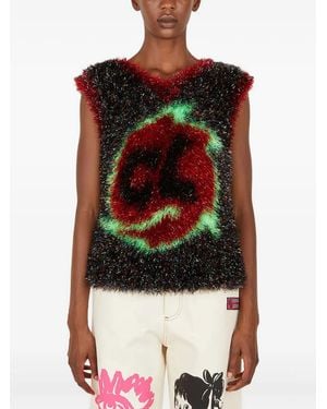 Chopova Lowena Metallic-Tinsel Vest - Red