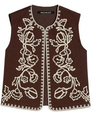 Pennyblack Embroidered Sleeveless Gilet - Brown