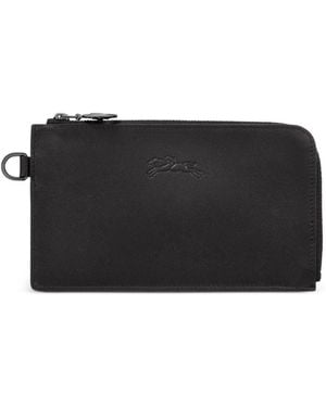Longchamp Le Pliage Zippered Leather Wallet - Black