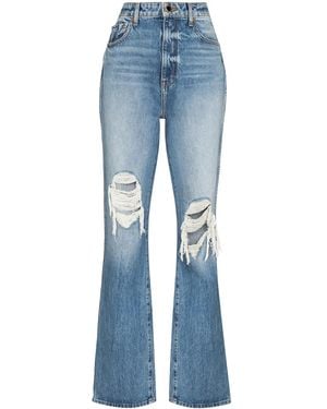 KHAITE Danielle High-Waisted Distressed Jeans - Blue