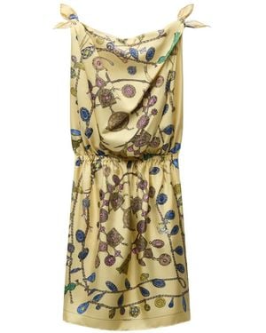 Versace Printed Cowl-Neck Mini Dress - Metallic