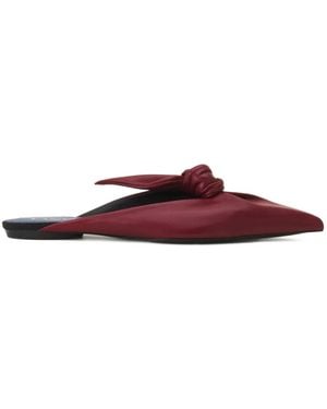 Lanvin Knotted Pointed-Toe Mules - Purple