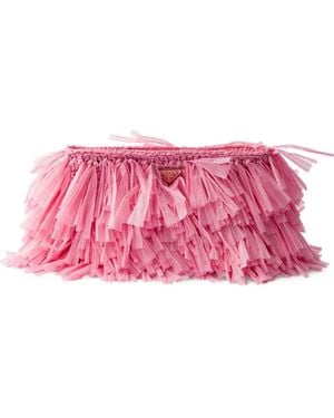 Prada Medium Clutch Met Franje - Roze