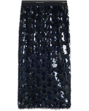 Semicouture Jupe Mi-Longue Bindy À Franges Et Sequins - Blue