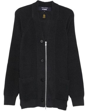 Comme des Garçons Cardigan En Maille Côtelée À Zip - Noir
