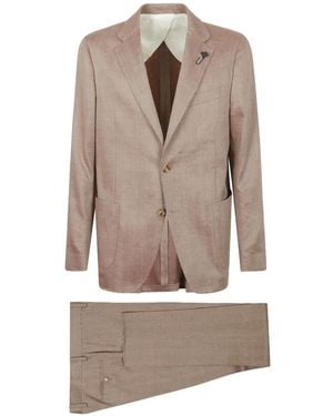 Lardini Herringbone-Pattern Suit - Natural