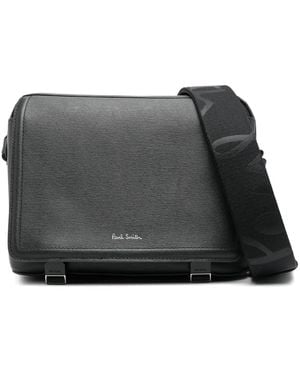 Paul Smith エンボスレザーメッセンジャーバッグ - グレー