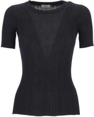 Agnona Ribbed-Knit Top - Black