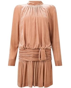 Alberta Ferretti Pleated Belted Mini Dress - White