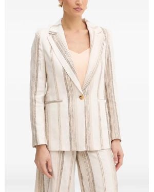 Fracomina Striped Button Blazer - Natural