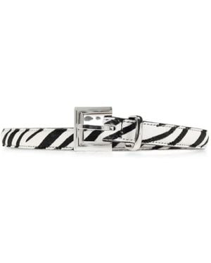 Anine Bing Nicola Zebra-Print Belt - White