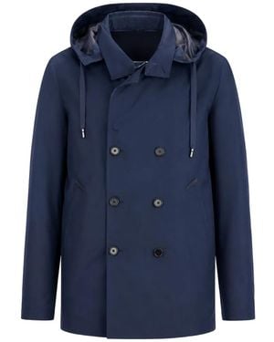 Dolce & Gabbana Double-Breasted Hooded Jacket - Blue
