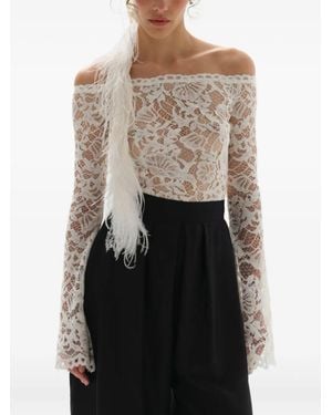 MANURI Nomi Lace Bell-Sleeve Top - White