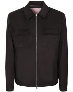 Herno Zip-Up Chest-Pocket Overshirt - Black