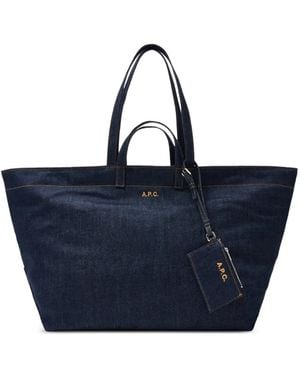 A.P.C. Le Drummer Denim-Effect Tote Bag - Blue