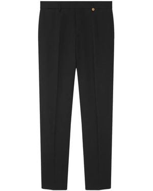 Versace Wool Tapered Formal Trousers - Black