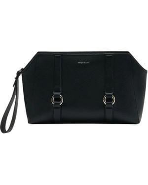 McQueen Farringdon Ring-Detail Clutch Bag - Black