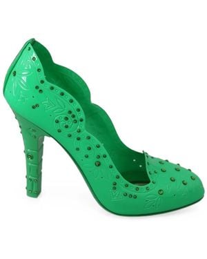 Dolce & Gabbana Crystal-Embellished Cutout Pumps - Green