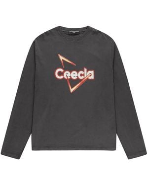CEEC Distressed-Effect Logo-Print T-Shirt - Gray