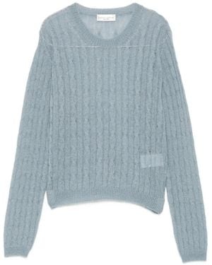 Roberto Collina Cable-Knit Metallic-Thread Sweater - Blue