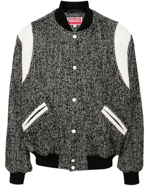 KENZO Marl-Knit Varsity Jacket - Gray