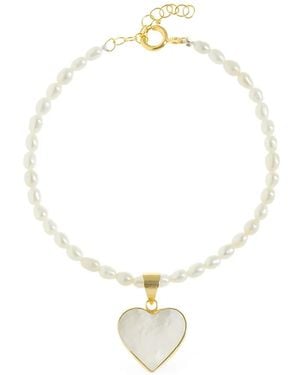 freya rose Parel Armband Met Hartbedel - Wit
