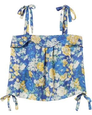 Claudie Pierlot フローラル トップ - ブルー